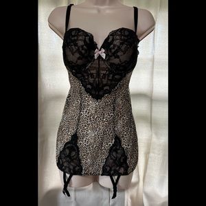 Victoria's Secret Leopard Print with Black Lace Bustier